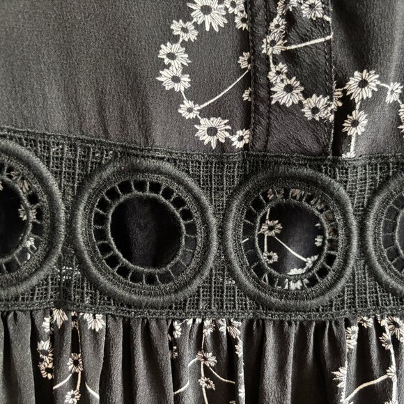 M/L Sandro 100% Silk Peace and Flowers Mini Dress - Picture 6 of 14